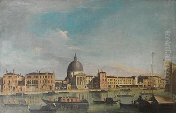 The Grand Canal, Venice, With San Simeone Piccolo Oil Painting by  Master of the Langmatt Foundation Views