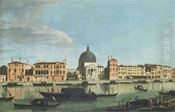 The Grand Canal, Venice, Looking West Towards San Simeone Piccolo Oil Painting by  Master of the Langmatt Foundation Views