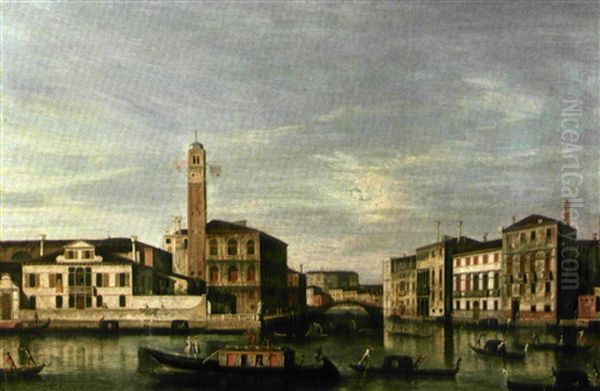 Vue De Venise: L'eglise San Geremia Et L'entree Du Canal Cannaregio Oil Painting by  Master of the Langmatt Foundation Views