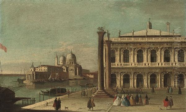 The Piazzetta, Venice, With The Libreria, The Entrance To The Grand Canal With The Dogana And Santa Maria Della Salute Oil Painting by  Master of the Langmatt Foundation Views