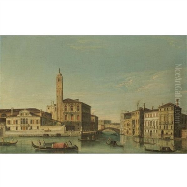 Venice, A View Of San Geremia And The Entrance To The Cannaregio Oil Painting by  Master of the Langmatt Foundation Views