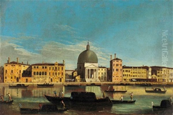 Il Canal Grande Con La Chiesa Di San Simeone Picolo A Venezia Oil Painting by  Master of the Langmatt Foundation Views