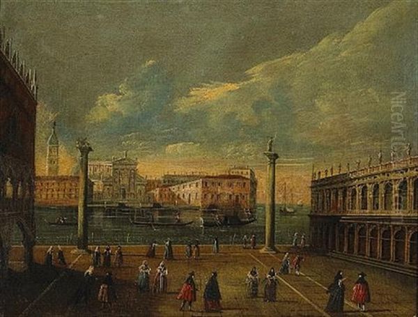 A View Of St. Mark's Square With Numerous Figures (+ Another Similar; Pair) Oil Painting by  Master of the Langmatt Foundation Views