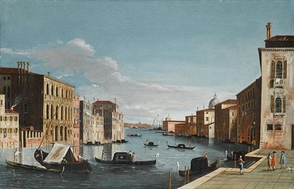 Venice, A View Of The Grand Canal, Looking East From The Campo Di San Vio Oil Painting by  Master of the Langmatt Foundation Views