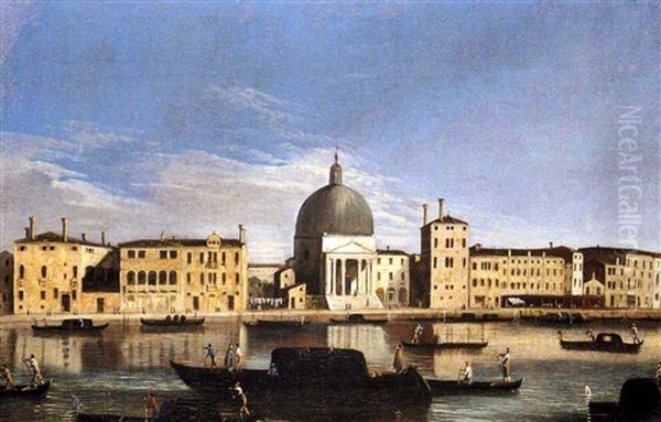 Venezia, Veduta Del Canal Grande Con La Chiesa Di San Simeone Piccolo Oil Painting by  Master of the Langmatt Foundation Views