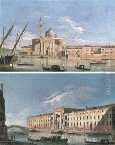 San Giorgio Maggiore, Venice (+ San Lazzaro Dei Mendicanti, Venice; Pair) Oil Painting by  Master of the Langmatt Foundation Views