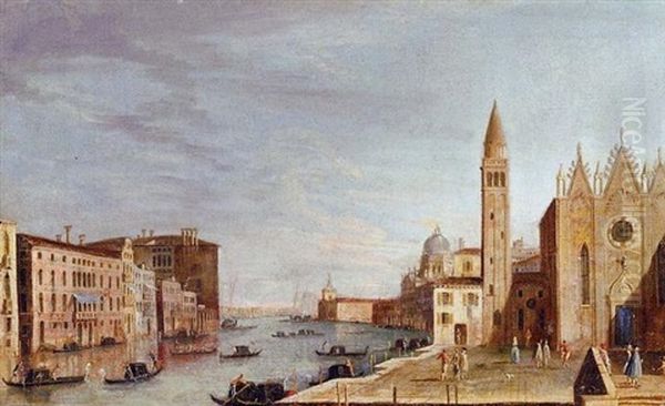 The Grand Canal, Venice, Looking East Towards The Dogana From The Campo Di San Vio, With The Palazzo Correr Oil Painting by  Master of the Langmatt Foundation Views