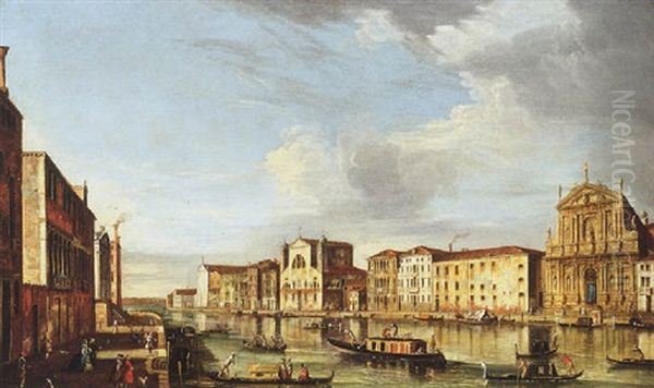 The Grand Canal, Venice With The Churches Of The Scalzi And Santa Lucia, And The Palazzi Bragadin And Barzizza Oil Painting by  Master of the Langmatt Foundation Views