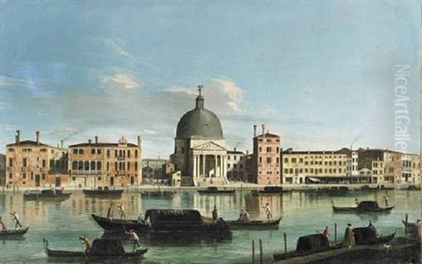 A View Of San Simeone Piccolo, Venice, Looking West, From The Cannaregio Oil Painting by  Master of the Langmatt Foundation Views