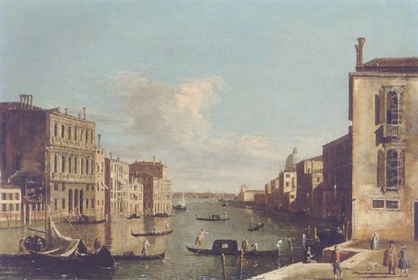 Venice, The Grand Canal Looking Towards The Church Of Santa Maria Della Salute Oil Painting by  Master of the Langmatt Foundation Views