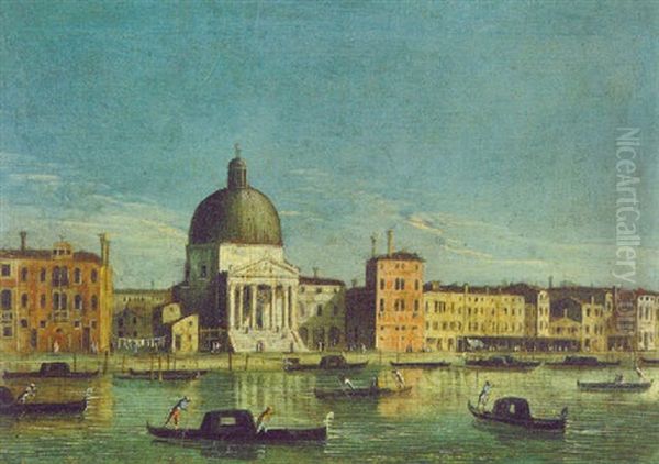 Blick Uber Den Canal Grande Auf Die Kirche San Simeone Piccolo Oil Painting by  Master of the Langmatt Foundation Views