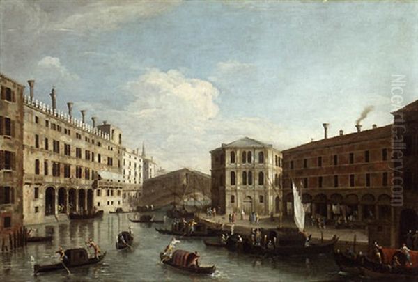 The Grand Canal And The Rialto Bridge, Venice, From The North Oil Painting by  Master of the Langmatt Foundation Views