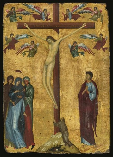 The Crucifixion With Saint Francis Oil Painting by  Master of the Latin Bible 18