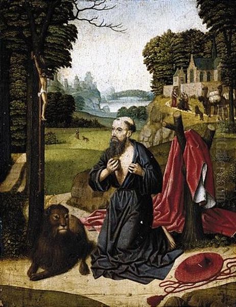 Saint Jerome In Penitence Oil Painting by  Master of the Legend of Saint Lucy