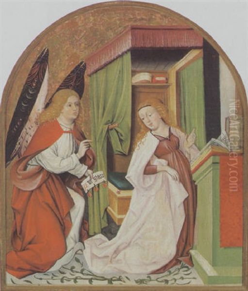 Die Verkundigung An Maria Oil Painting by  Master of the Litomerice Altarpiece