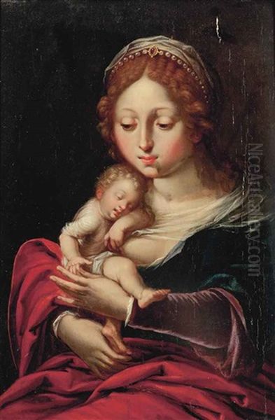 The Virgin And Child Oil Painting by  Master of the Parrot