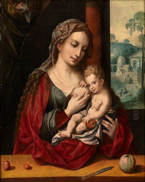 Madonna And Child Oil Painting by  Master of the Parrot