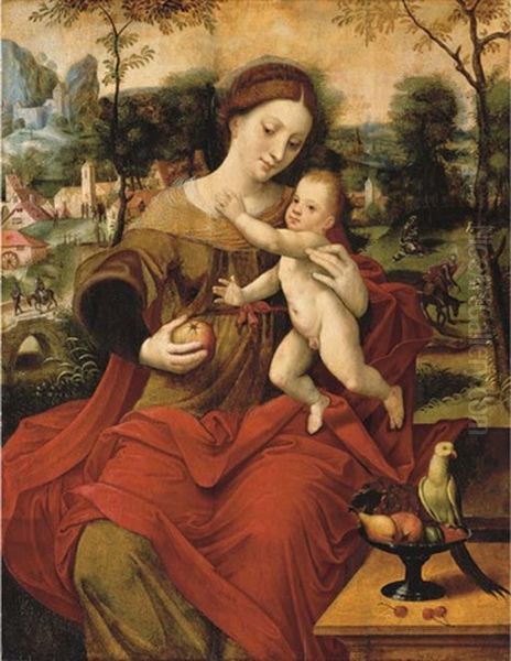 The Virgin And Child, The Rest On The Flight Into Egypt Beyond Oil Painting by  Master of the Parrot