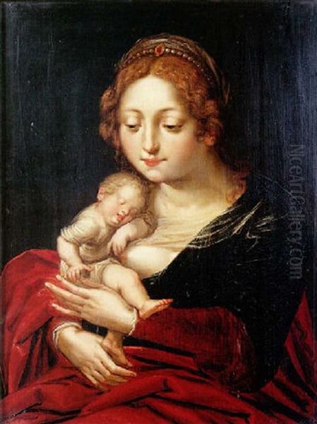 La Vierge A L'enfant Oil Painting by  Master of the Parrot