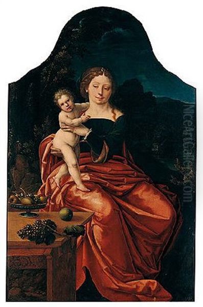 The Virgin And Child In A Landscape Oil Painting by  Master of the Parrot