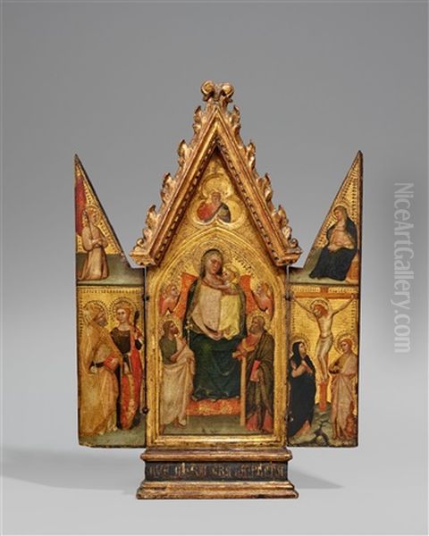 Triptych Of The Madonna Enthroned Oil Painting by  Master of Tobia