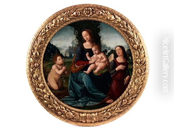 Madonna Mit Kind, Johannesknaben Und Erzengel Gabriel Oil Painting by  Master Tommaso