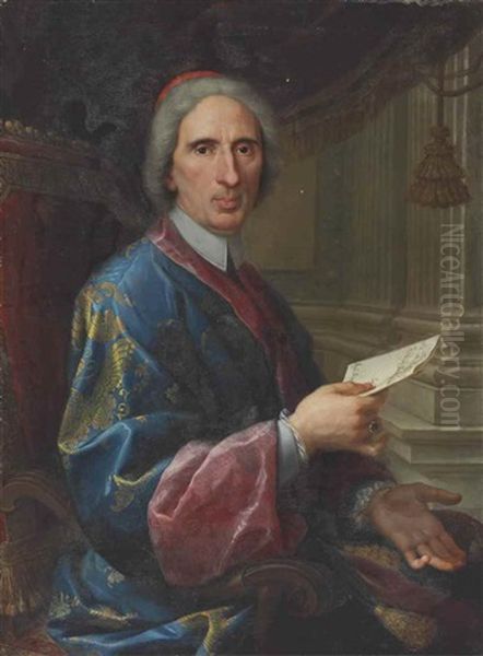 Portrait Of Cardinal Niccolo Del Giudice (1660-1743), Half-length Oil Painting by Agostino Masucci