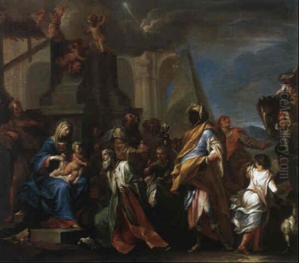 L'adorazione Dei Magi Oil Painting by Agostino Masucci