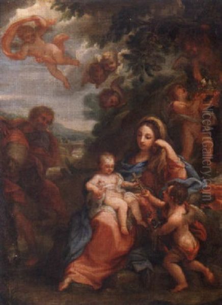 The Rest On The Flight Into Egypt Oil Painting by Lorenzo Masucci