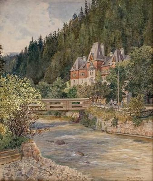 Kaiserliches Jagdschloss In Murzsteg Oil Painting by Rudolf Bernt