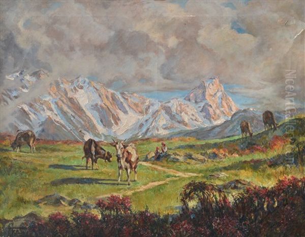 Paesaggio Alpino Oil Painting by Carlo Masutti