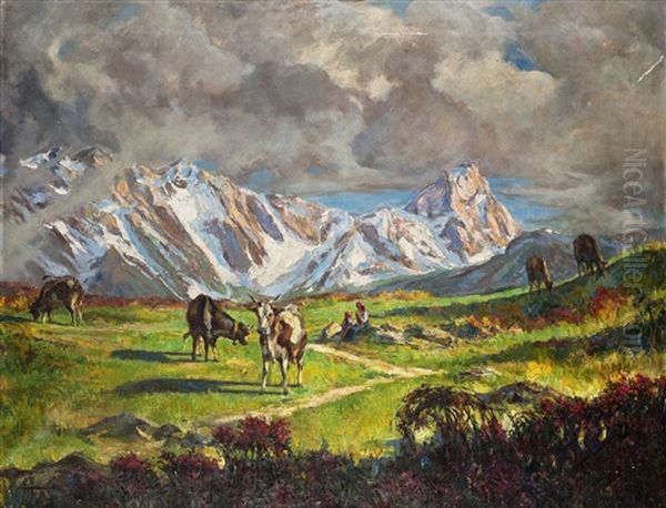 Paesaggio Alpino Oil Painting by Carlo Masutti