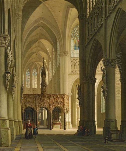 Kircheninterieur Oil Painting by Joseph Maswiens