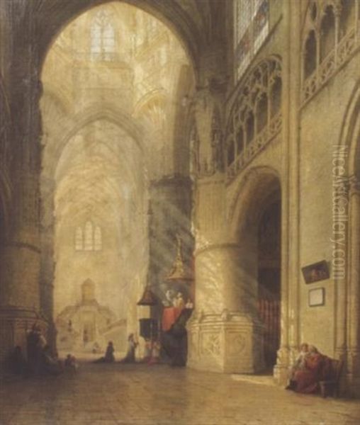 Kircheninterieur Oil Painting by Joseph Maswiens