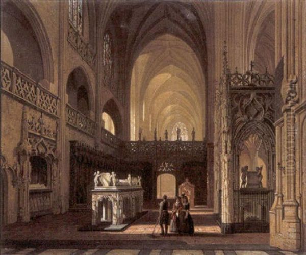 Kerkinterieur Oil Painting by Joseph Maswiens