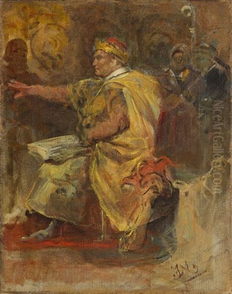 Sketch For Prussian Homage Oil Painting by Jan Matejko