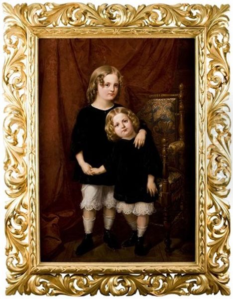 Portrait Of Zdzislaw And Boleslaw Wlodkow As Childern Oil Painting by Jan Matejko