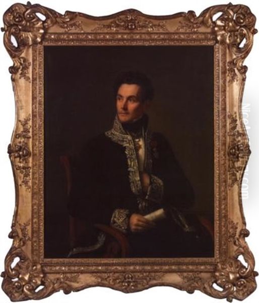 Portrait De Casimir Perier En Costume De Pair De France Ou D'ambassadeur Oil Painting by Charles Paulin Matet