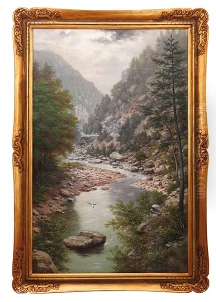 Horska Bystrina Oil Painting by Josef Mathauser