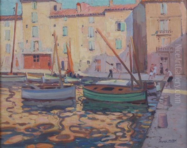 Reflets Sur Le Port De Saint-tropez Oil Painting by Henri Mathe