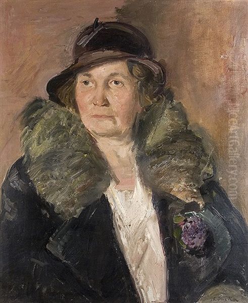 Dame Mit Pelzkragen Oil Painting by Arvid Mather