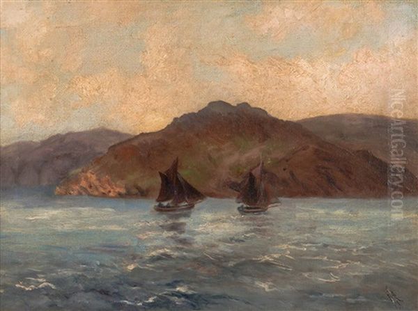 Ships Coming To Shore Oil Painting by John Mather