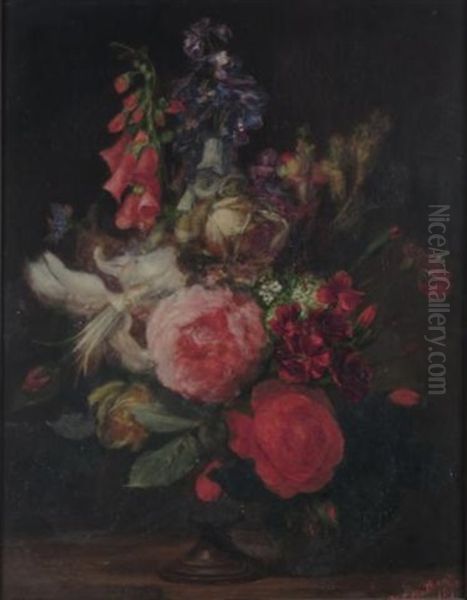 Vase Of Flowers Oil Painting by William Thomas Mathews