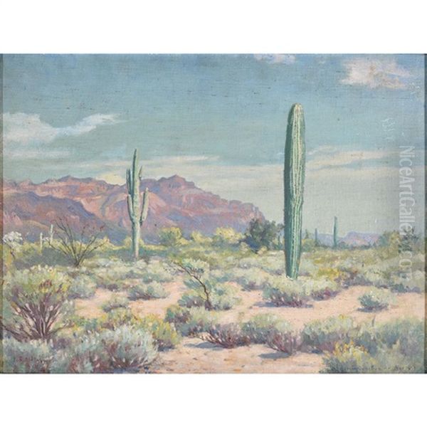 Apache Junction Arizona Oil Painting by Frank Convers Mathewson