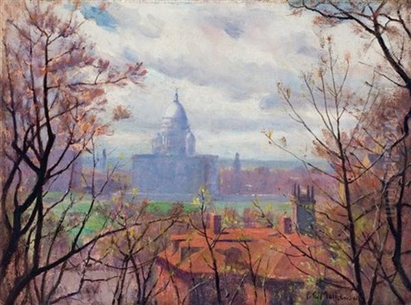 State House, Springtime, Rhode Island Oil Painting by Frank Convers Mathewson