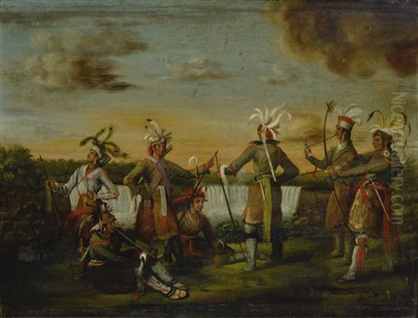 Seneca Veterans Of The War Of 1812 Oil Painting by John Lee Douglas Mathies