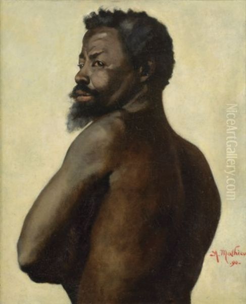 Portrait D'africain Oil Painting by Antoine Mathieu