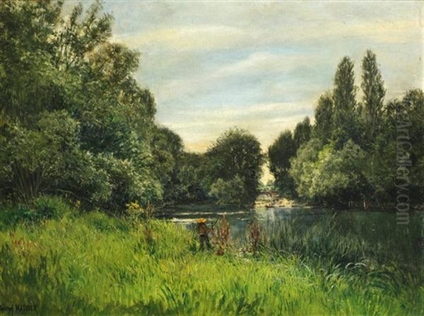 Fishing On The Marne Oil Painting by Gabriel Mathieu