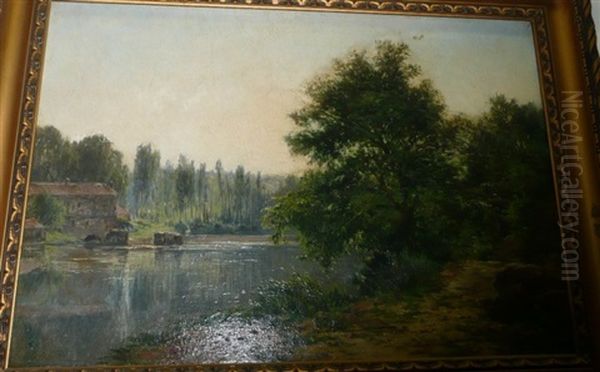 Paysage Au Moulin Oil Painting by Gabriel Mathieu