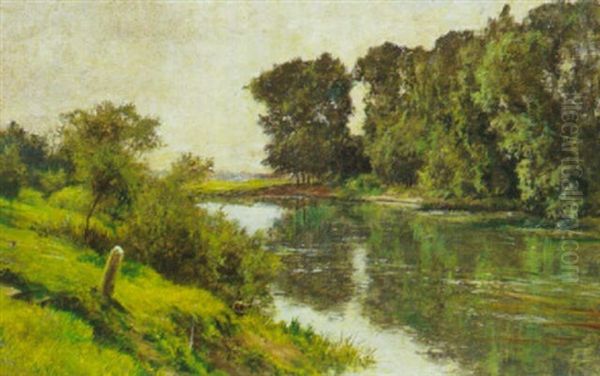 Un Joli Coin De La Marne A Champigny Oil Painting by Gabriel Mathieu